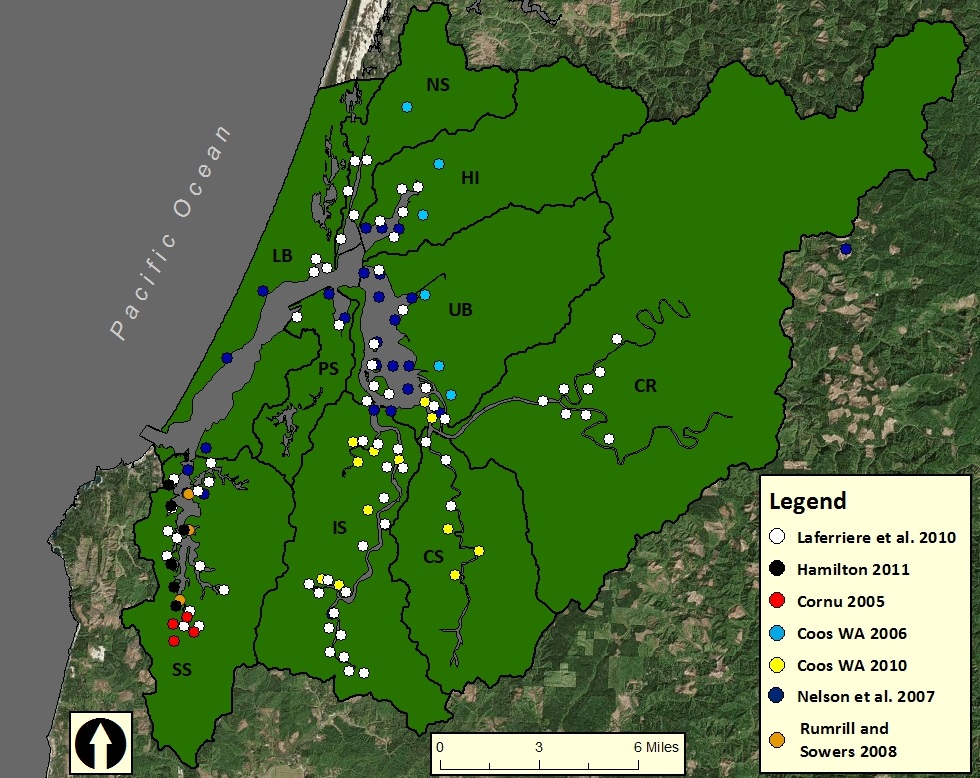 Figure 1. Spatial extent of marsh vegetation studies in the project area. 