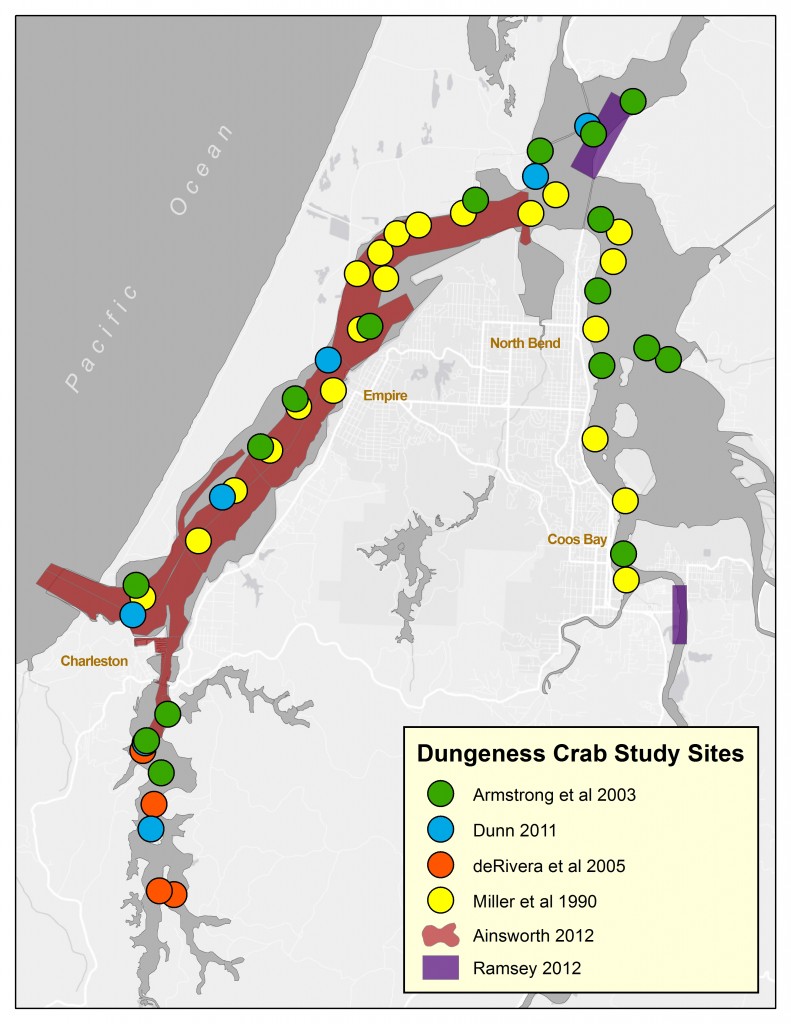 Recent Dungeness crab study locations